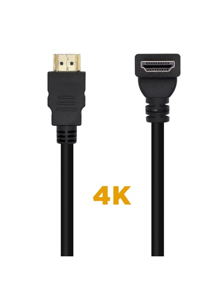 Cable HDMI V2.0 Acodado Premium Alta Velocidad / HEC 4K@60Hz 18Gbps, A/M-A/M, Negro, 2.0m