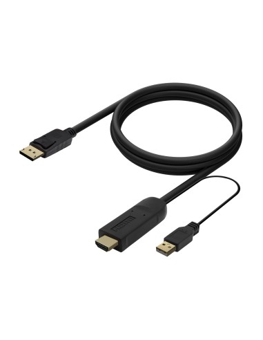 Cable Conversor Activo HDMI 2.0 + USB Alim. a DISPLAYPORT V1.2, HDMI/M-USB/M-DP/M, Negro, 1.8M