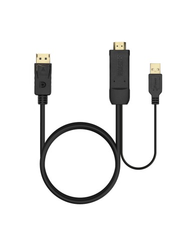 Cable Conversor Activo HDMI 2.0 + USB Alim. a DISPLAYPORT V1.2, HDMI/M-USB/M-DP/M, Negro, 1.8M