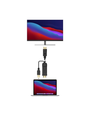 Cable Conversor Activo HDMI 2.0 + USB Alim. a DISPLAYPORT V1.2, HDMI/M-USB/M-DP/M, Negro, 1.8M
