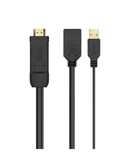 Conversor Activo HDMI 2.0 + USB Alim. a DISPLAYPORT V1.2, HDMI/M-USB/M-DP/H, Negro, 10CM