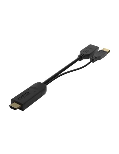Conversor Activo HDMI 2.0 + USB Alim. a DISPLAYPORT V1.2, HDMI/M-USB/M-DP/H, Negro, 10CM