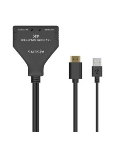 HDMI Duplicador 4K@30HZ 1×2 con Alimentación USB y Cable, Negro, 30 cm