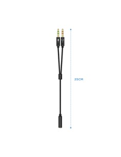 Cable Adaptador Audio Jack 3.5 4pines/H-2xjack 3.5 3pines/M, Negro, 25cm 2