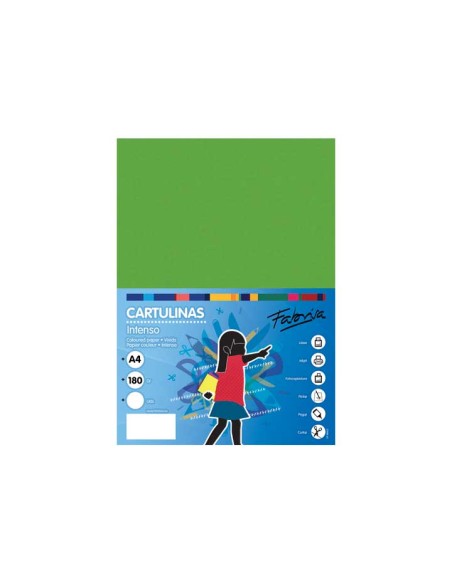 PAQ. 50H CARTULINA FABRISA 180GR A4 VERDE FUE
