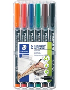 Estuche 6 rotuladores lumocolor 317 punta m colores surtidos