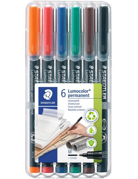 Estuche 6 rotuladores lumocolor 317 punta m colores surtidos