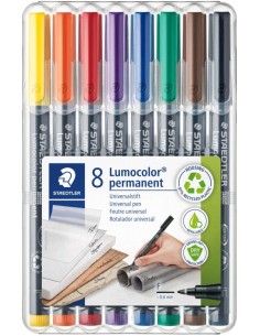 ESTUCHE 8 ROTULADORES LUMOCOLOR 318 PUNTA F COLORES SURTID
