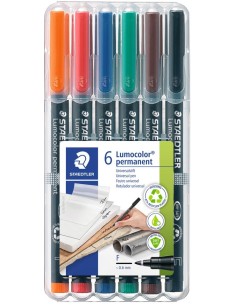 Estuche 6 rotuladores lumocolor 318 punta f colores surtidos
