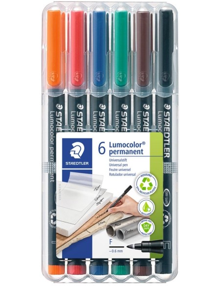 Estuche 6 rotuladores lumocolor 318 punta f colores surtidos