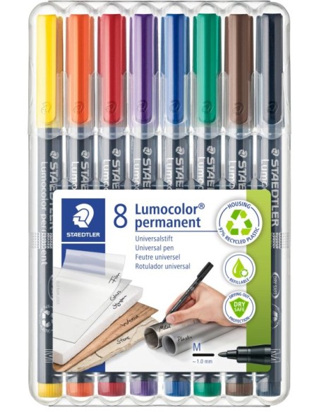 Estuche 8 rotuladores lumocolor 317 punta m colores surtidos