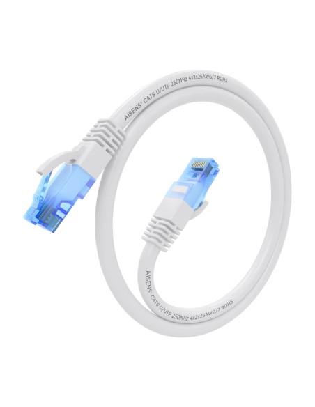 Cable De Red Latiguillo RJ45 Cat.6 UTP AWG26 CCA, Blanco, 30 cm