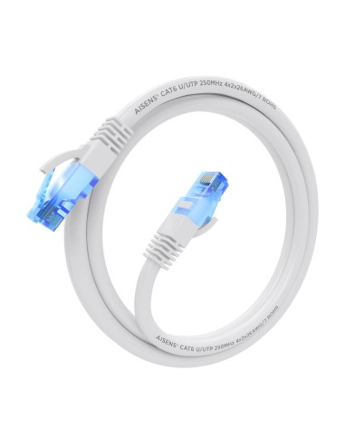 Cable De Red Latiguillo RJ45 Cat.6 UTP AWG26 CCA, Blanco, 1.0 m