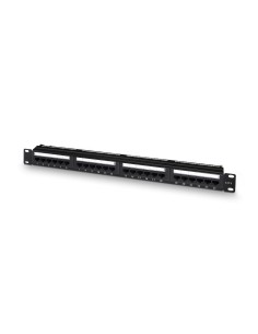 Panel De Parcheo De 24 Puertos RJ45 Cat.6 UTP, 19" 1U Dual IDC Con Gestion De Cables, Negro
