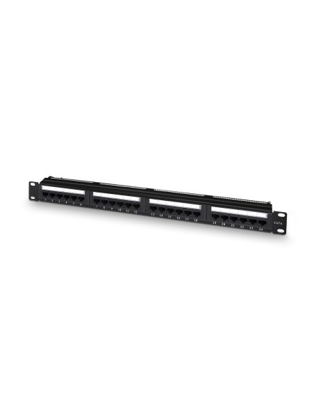 Panel De Parcheo De 24 Puertos RJ45 Cat.6 UTP, 19" 1U Dual IDC Con Gestion De Cables, Negro
