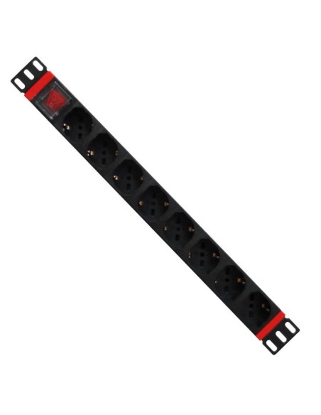 WPN-PDU-C01-08 unidad de distribución de energía (PDU) 8 salidas AC 1U Negro, Rojo