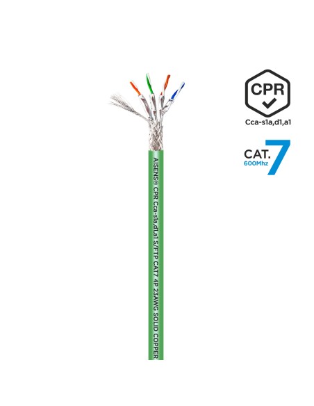 Cable de Red RJ45 LSZH CPR Cca CAT.7 600 MHZ S/FTP AWG23, Verde, 305 m