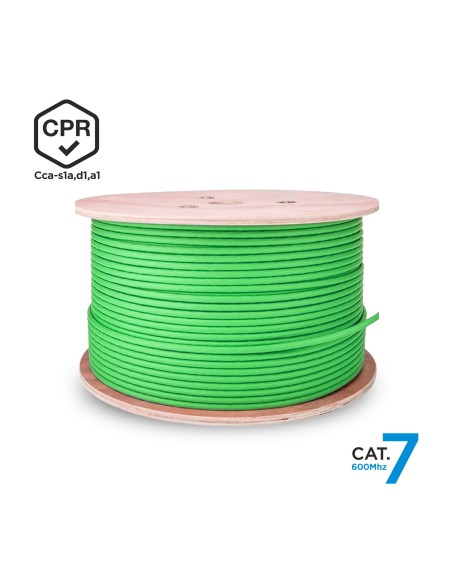 Cable de Red RJ45 LSZH CPR Cca CAT.7 600 MHZ S/FTP AWG23, Verde, 305 m