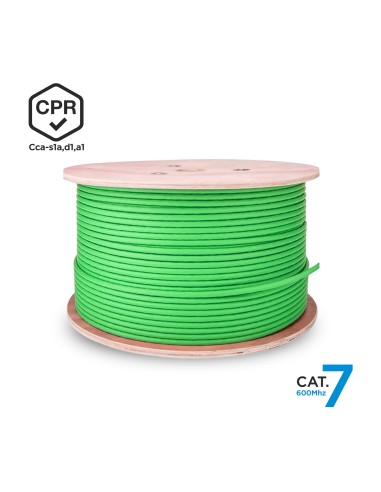 Cable de Red RJ45 LSZH CPR Cca CAT.7 600 MHZ S/FTP AWG23, Verde, 500 m
