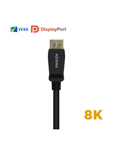 Cable Displayport Certificado V1.4 8k@60hz, DP/M-DP/M, Negro, 1.0m