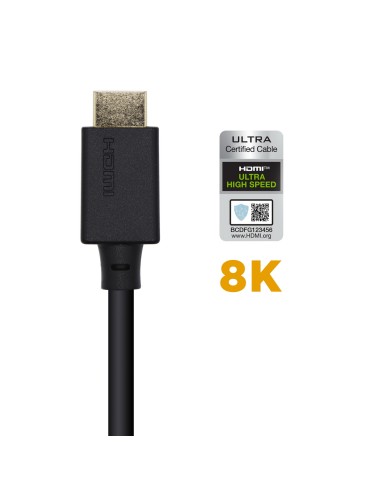 Cable HDMI V2.1 Ultra Alta Velocidad / HEC Certificado 8k@60Hz 48Gbps, A/M-A/M, Negro, 1.5m