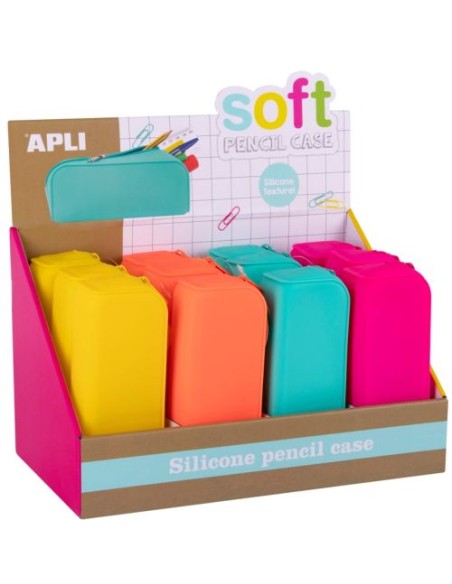 Exp 12 portatodo rectangular silicona 18x7x5cm colores fluor