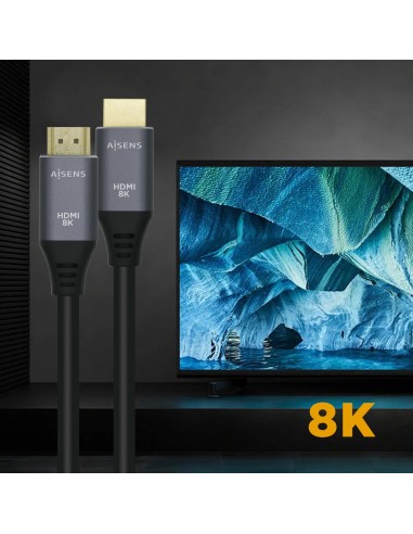 Cable HDMI V2.1 Ultra Alta Velocidad / HEC 8k@60Hz 48Gbps, A/M-A/M, Gris/Negro, 2.0m