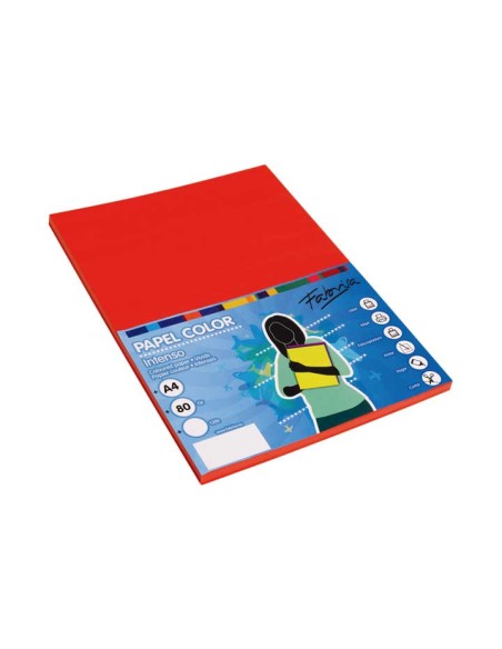 PAQ. 100H PAPEL FABRISA 80GR A4 ROJO