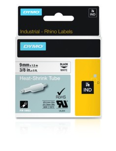 Etiquetas termorretráctiles IND - 9mm x 1,5m - Negro sobre blanco