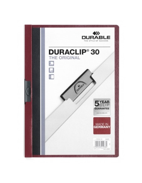 Duraclip 30 archivador PVC Borgoña, Transparente