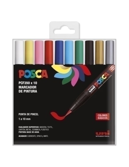 ROTUL.UNI-POSCA PINCEL ESTUCHE 10 SURT.