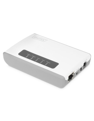 Servidor de red multifunción inalámbrico USB 2.0 de 2 puertos, 300 Mbps