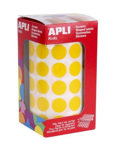 APLI GOMETS REDONDOS 15MM ROLLO AMARILLO -ROLLO 2832 UNIDADES-