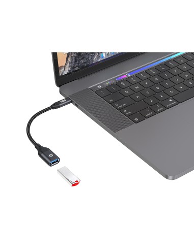 ABBY18B cambiador de género para cable USB-C USB-A Negro