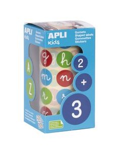 ROLLO GOMETS REDONDOS DE COLORES CON LETRAS MINUSCULAS 20MM