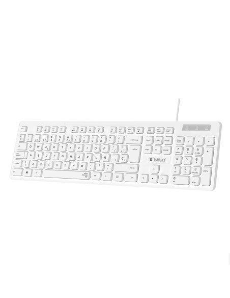 Teclado Ergonómico Business Slim Silencioso con cable USB Blanco