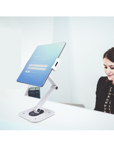 Soporte Ajustable de Sobremesa para Tablet - de Montaje en Pared - 1kg de Capacidad - Base Ergonómica Ajustable para Tablet - c