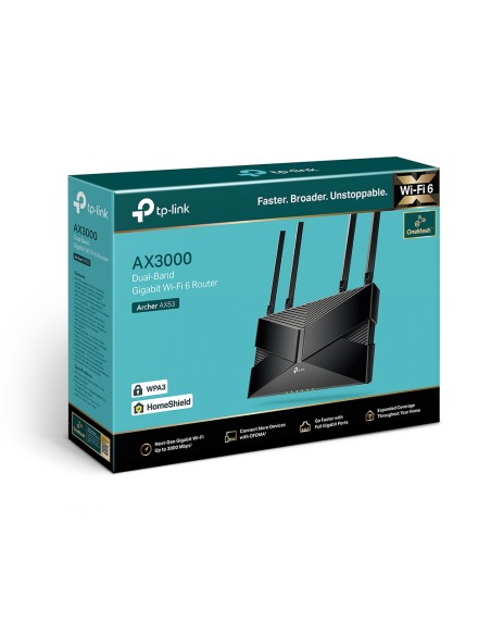 Archer AX53 router inalámbrico Gigabit Ethernet Doble banda (2,4 GHz / 5 GHz) Negro