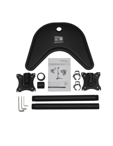 Soporte Vertical de Acero de Servicio Pesado para dos Monitores - Base Ajustable VESA para Pantallas de hasta 27 Pulgadas