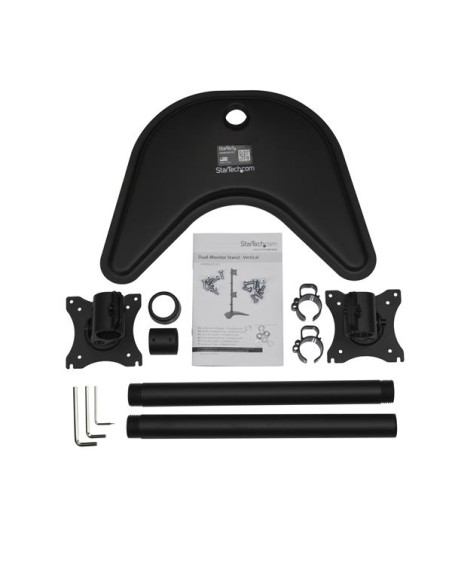 Soporte Vertical de Acero de Servicio Pesado para dos Monitores - Base Ajustable VESA para Pantallas de hasta 27 Pulgadas