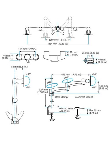 Soporte con Brazos Articulados para Dos Monitores