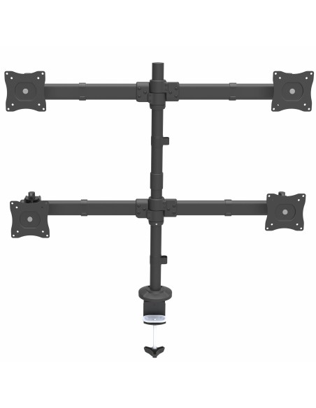 Brazo de Escritorio para 4 Monitores 2x2 de hasta 27" con Montaje VESA- Soporte Ergonómico con Mástil, Articulado y Altura Ajus