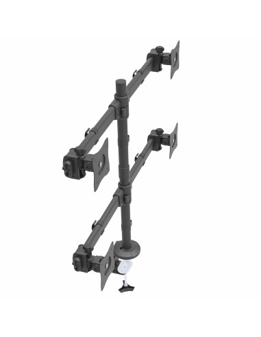 Brazo de Escritorio para 4 Monitores 2x2 de hasta 27" con Montaje VESA- Soporte Ergonómico con Mástil, Articulado y Altura Ajus
