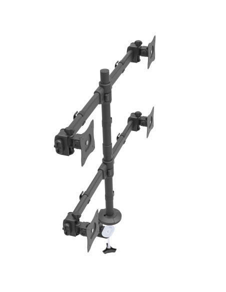 Brazo de Escritorio para 4 Monitores 2x2 de hasta 27" con Montaje VESA- Soporte Ergonómico con Mástil, Articulado y Altura Ajus