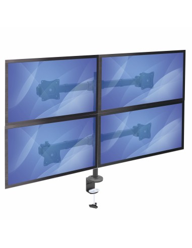 Brazo de Escritorio para 4 Monitores 2x2 de hasta 27" con Montaje VESA- Soporte Ergonómico con Mástil, Articulado y Altura Ajus