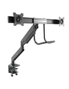 Brazo de Soporte de Montaje para 2 Monitores - con 2 Puertos USB 3.0 - con Instalación por Grommet o Mordaza para Mesa de Escri