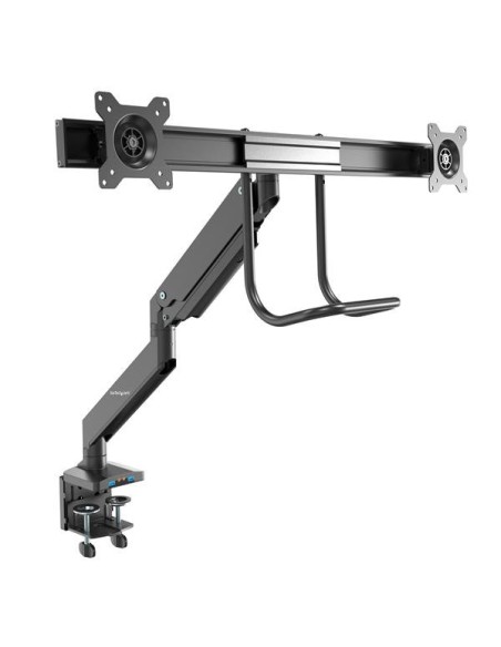 Brazo de Soporte de Montaje para 2 Monitores - con 2 Puertos USB 3.0 - con Instalación por Grommet o Mordaza para Mesa de Escri