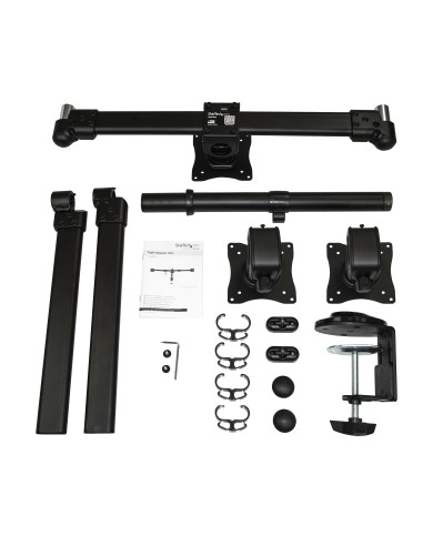 Brazo para 3 Monitores de Montaje en Escritorio - Soporte VESA Ergonómico para 3 Monitores de hasta 27" - Mástil Articulado de 