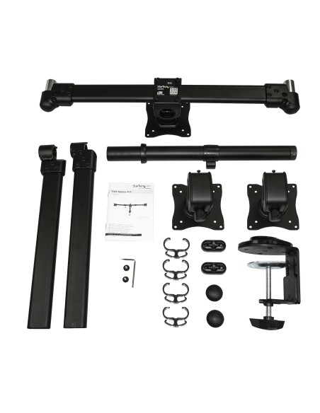 Brazo para 3 Monitores de Montaje en Escritorio - Soporte VESA Ergonómico para 3 Monitores de hasta 27" - Mástil Articulado de 