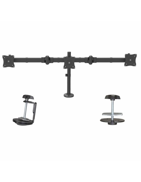 Brazo para 3 Monitores de Montaje en Escritorio - Soporte VESA Ergonómico para 3 Monitores de hasta 27" - Mástil Articulado de 